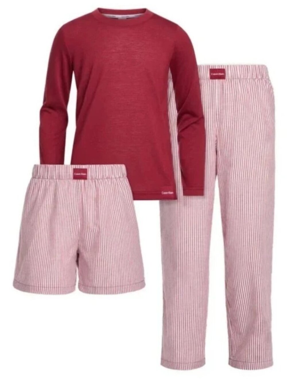 Calvin Klein Youth Kid's Size XS 5/6 Red 3 Piece PJ Pajama Sleep Set NWT